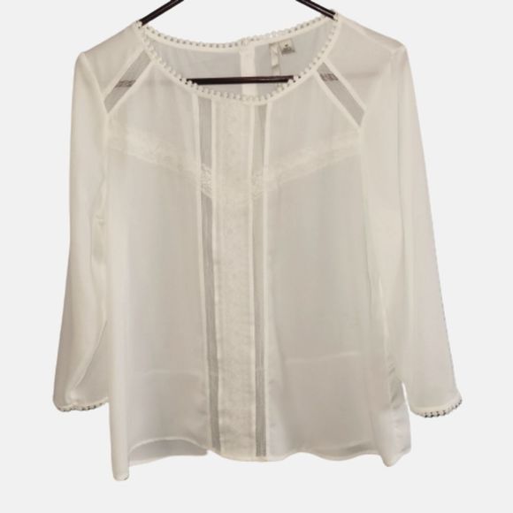 LC Lauren Conrad semi sheer white blouse - Picture 1 of 7